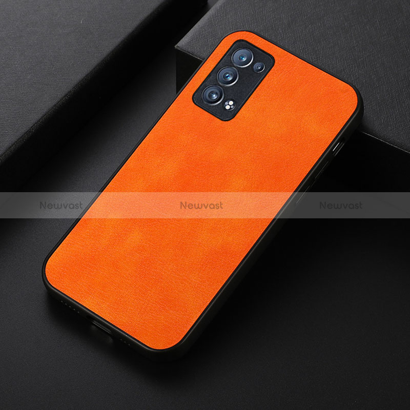 Soft Luxury Leather Snap On Case Cover B06H for Oppo Reno6 Pro 5G Orange