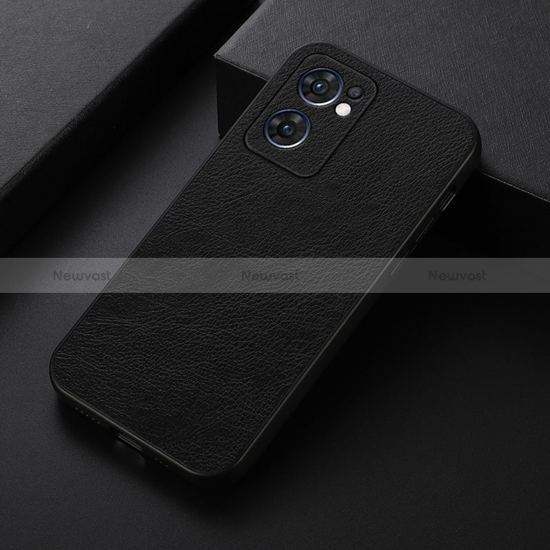 Soft Luxury Leather Snap On Case Cover B06H for Oppo Reno7 5G Black