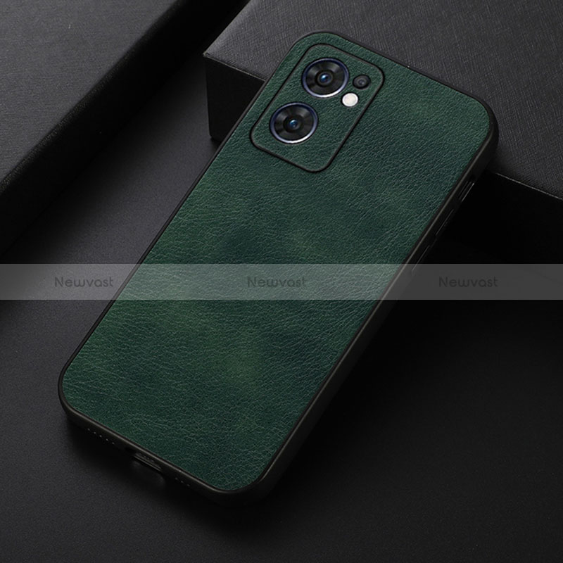 Soft Luxury Leather Snap On Case Cover B06H for Oppo Reno7 5G Green