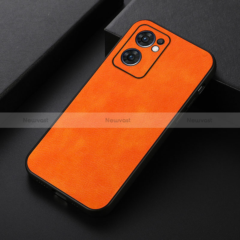 Soft Luxury Leather Snap On Case Cover B06H for Oppo Reno7 5G Orange