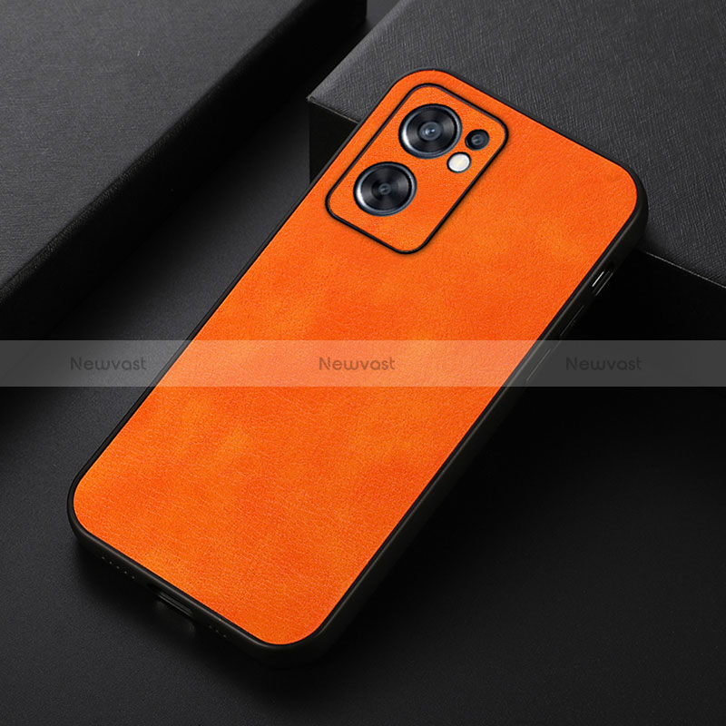 Soft Luxury Leather Snap On Case Cover B06H for Oppo Reno7 SE 5G Orange
