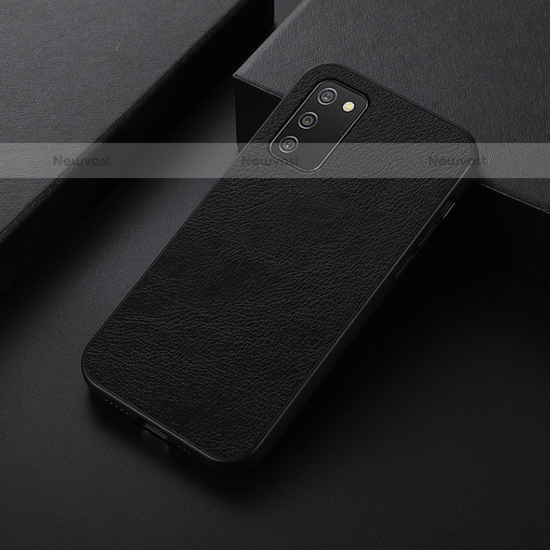 Soft Luxury Leather Snap On Case Cover B06H for Samsung Galaxy A02s Black