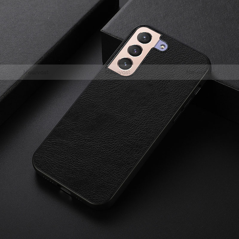 Soft Luxury Leather Snap On Case Cover B06H for Samsung Galaxy S21 FE 5G Black