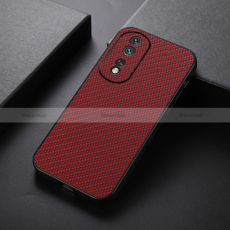 Soft Luxury Leather Snap On Case Cover B07H for Huawei Honor 80 Pro 5G Red