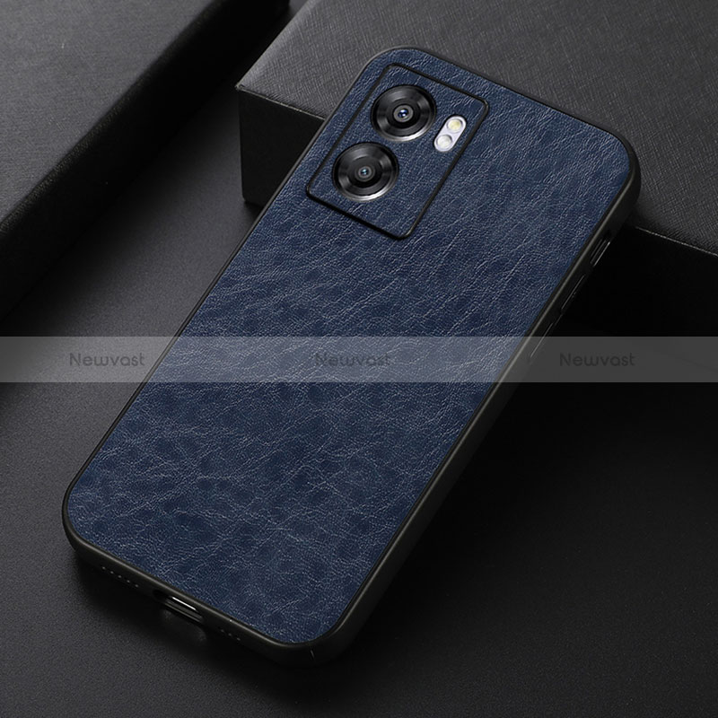 Soft Luxury Leather Snap On Case Cover B07H for Oppo A56S 5G Blue