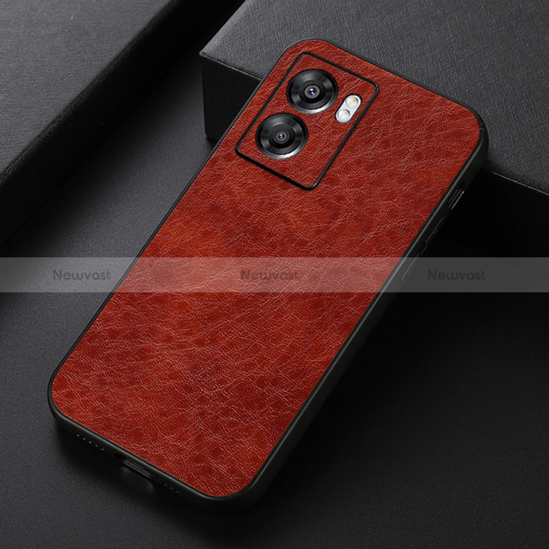 Soft Luxury Leather Snap On Case Cover B07H for Oppo A56S 5G Brown