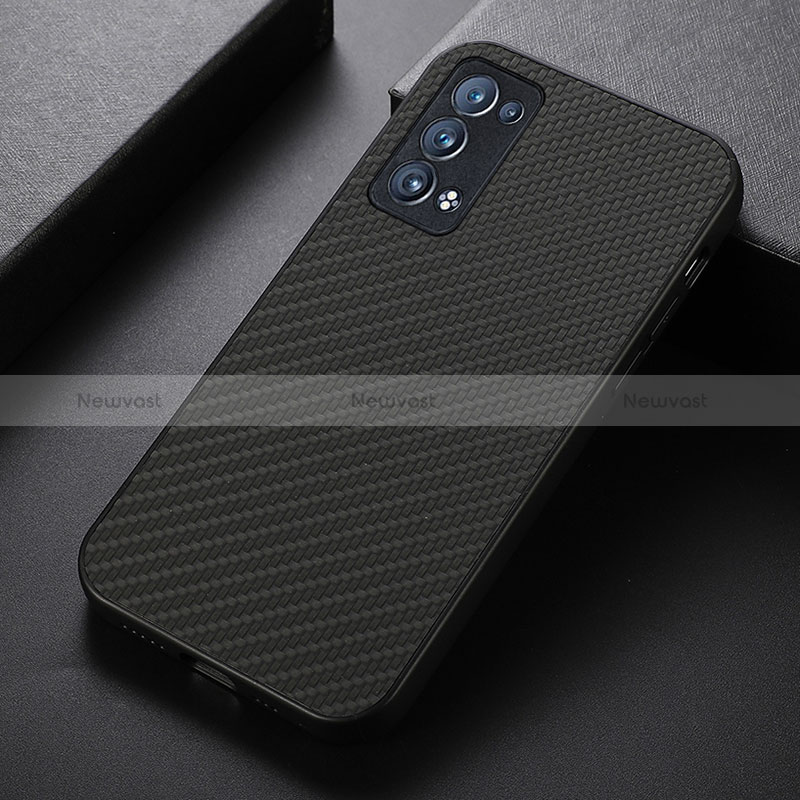 Soft Luxury Leather Snap On Case Cover B07H for Oppo Reno6 Pro 5G Black