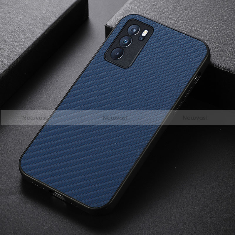 Soft Luxury Leather Snap On Case Cover B07H for Oppo Reno6 Pro 5G India Blue