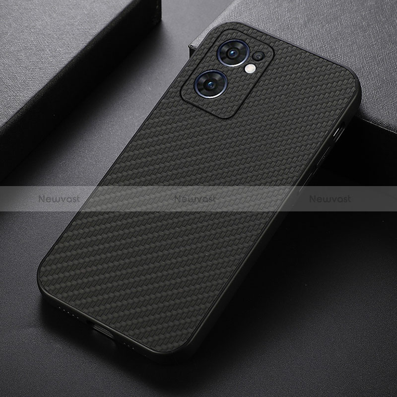 Soft Luxury Leather Snap On Case Cover B07H for Oppo Reno7 5G Black