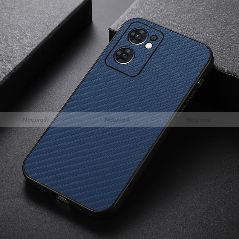 Soft Luxury Leather Snap On Case Cover B07H for Oppo Reno7 5G Blue