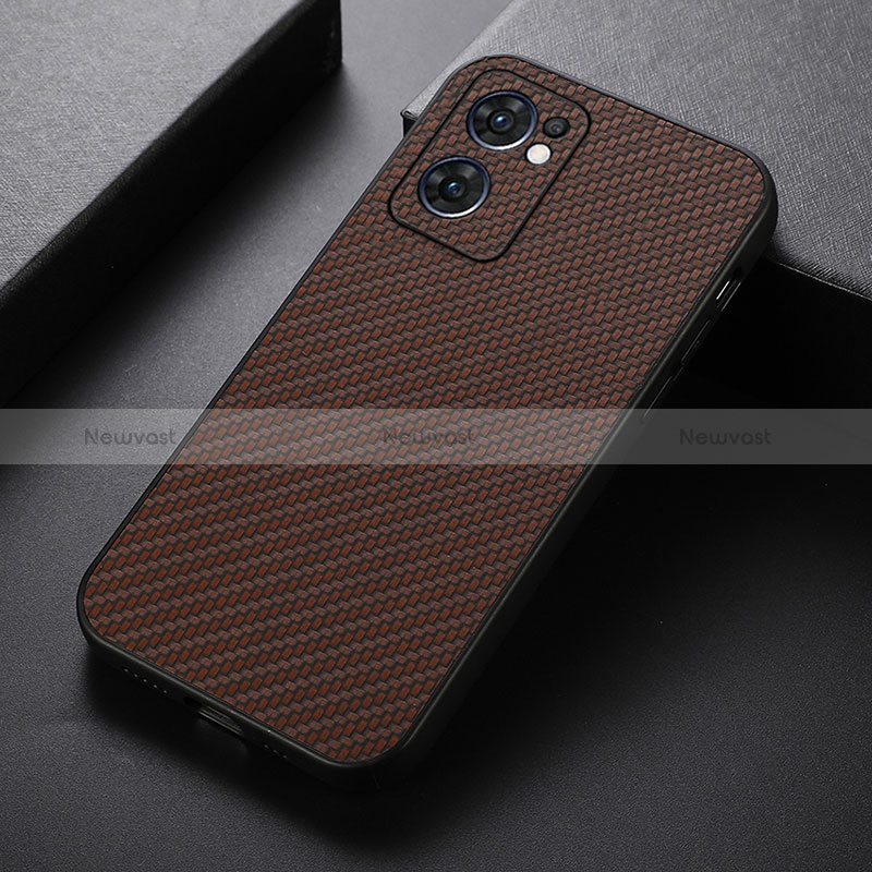 Soft Luxury Leather Snap On Case Cover B07H for Oppo Reno7 5G Brown
