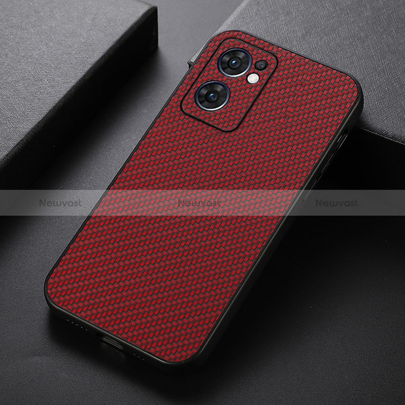 Soft Luxury Leather Snap On Case Cover B07H for Oppo Reno7 5G Red