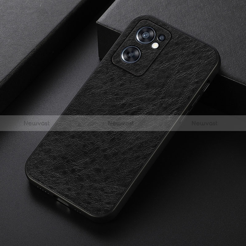 Soft Luxury Leather Snap On Case Cover B07H for Oppo Reno7 SE 5G Black