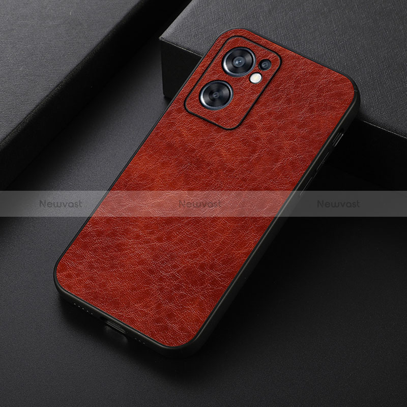 Soft Luxury Leather Snap On Case Cover B07H for Oppo Reno7 SE 5G Brown