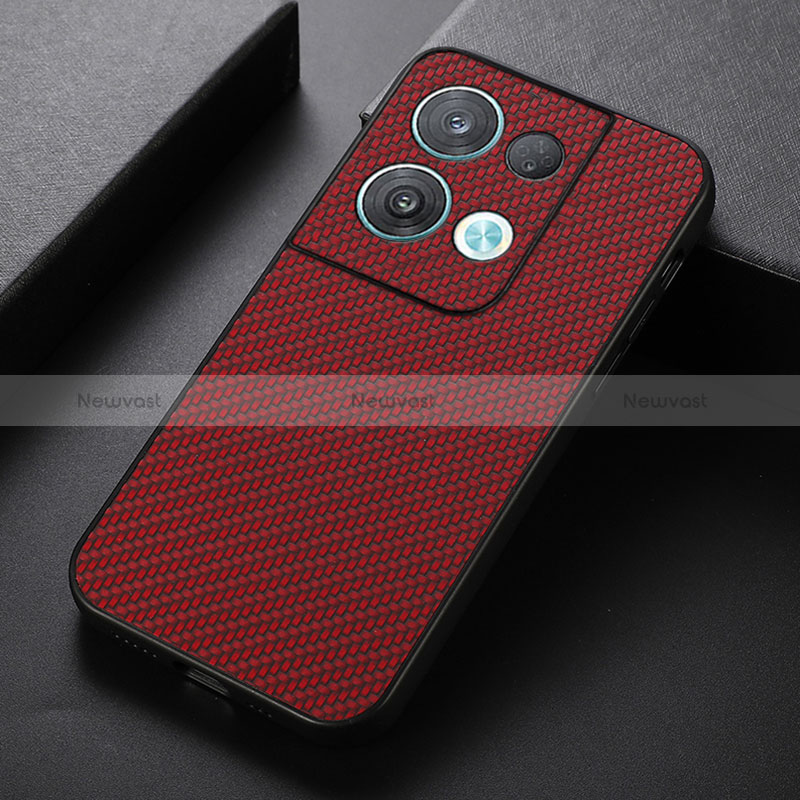 Soft Luxury Leather Snap On Case Cover B07H for Oppo Reno9 5G Red