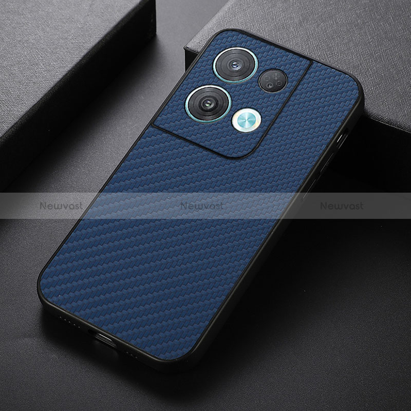 Soft Luxury Leather Snap On Case Cover B07H for Oppo Reno9 Pro+ Plus 5G Blue
