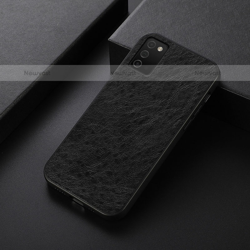 Soft Luxury Leather Snap On Case Cover B07H for Samsung Galaxy A02s Black