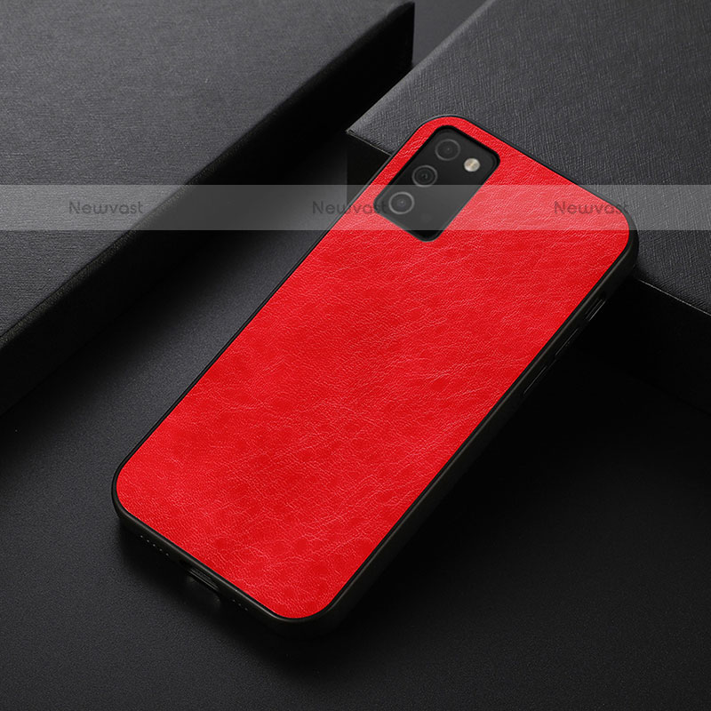 Soft Luxury Leather Snap On Case Cover B07H for Samsung Galaxy A02s Red