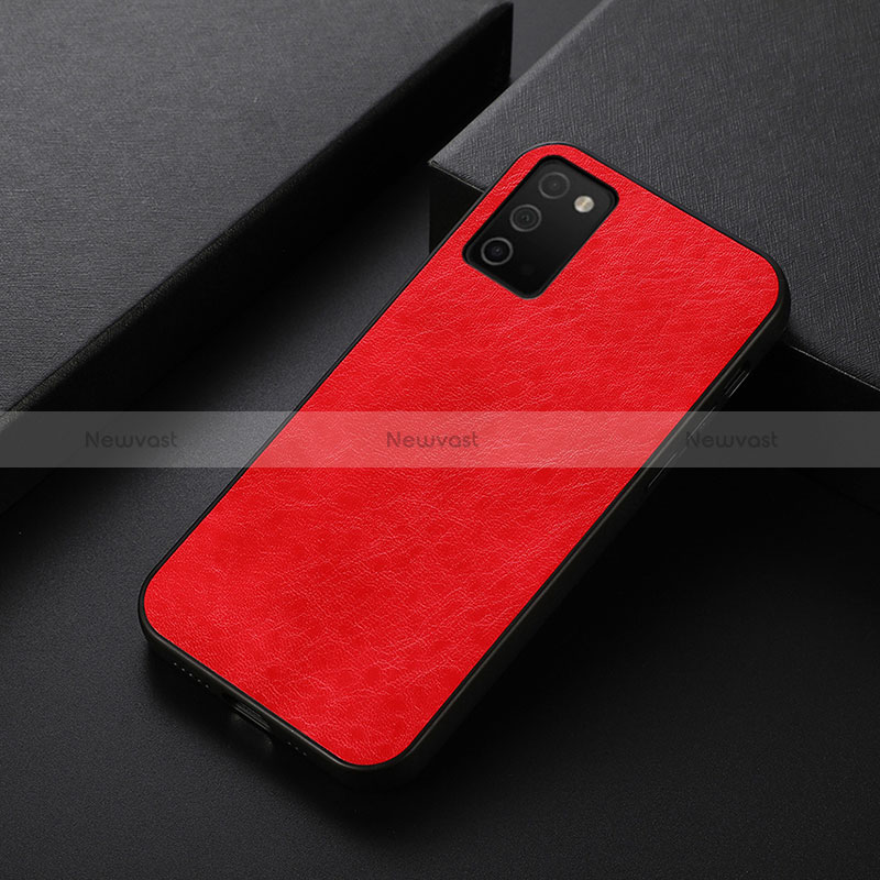 Soft Luxury Leather Snap On Case Cover B07H for Samsung Galaxy M02s Red