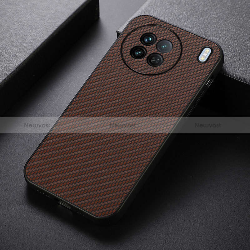 Soft Luxury Leather Snap On Case Cover B07H for Vivo X90 5G Brown