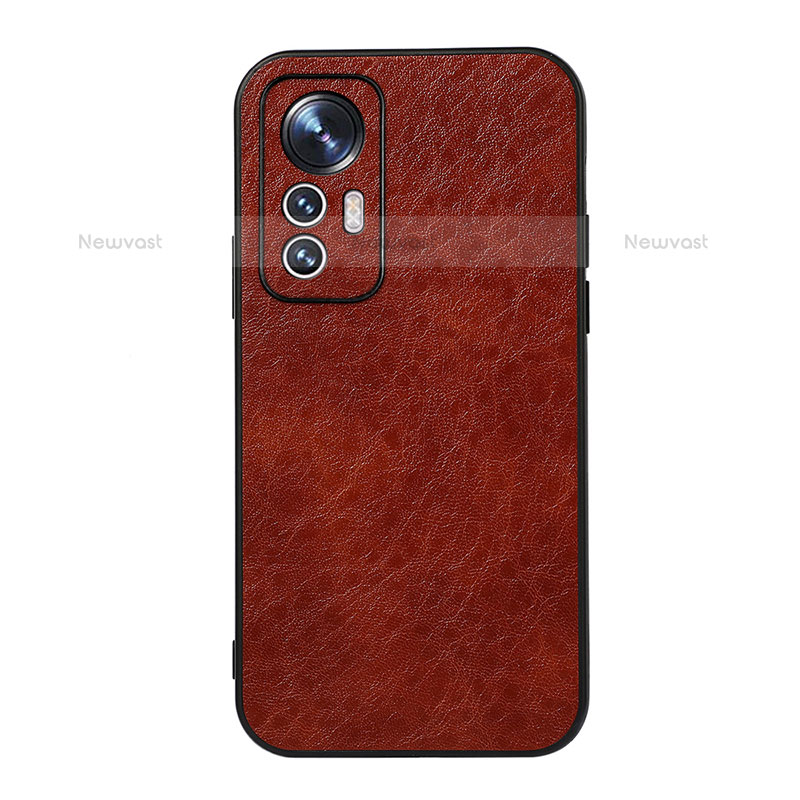 Soft Luxury Leather Snap On Case Cover B07H for Xiaomi Mi 12 Pro 5G Brown