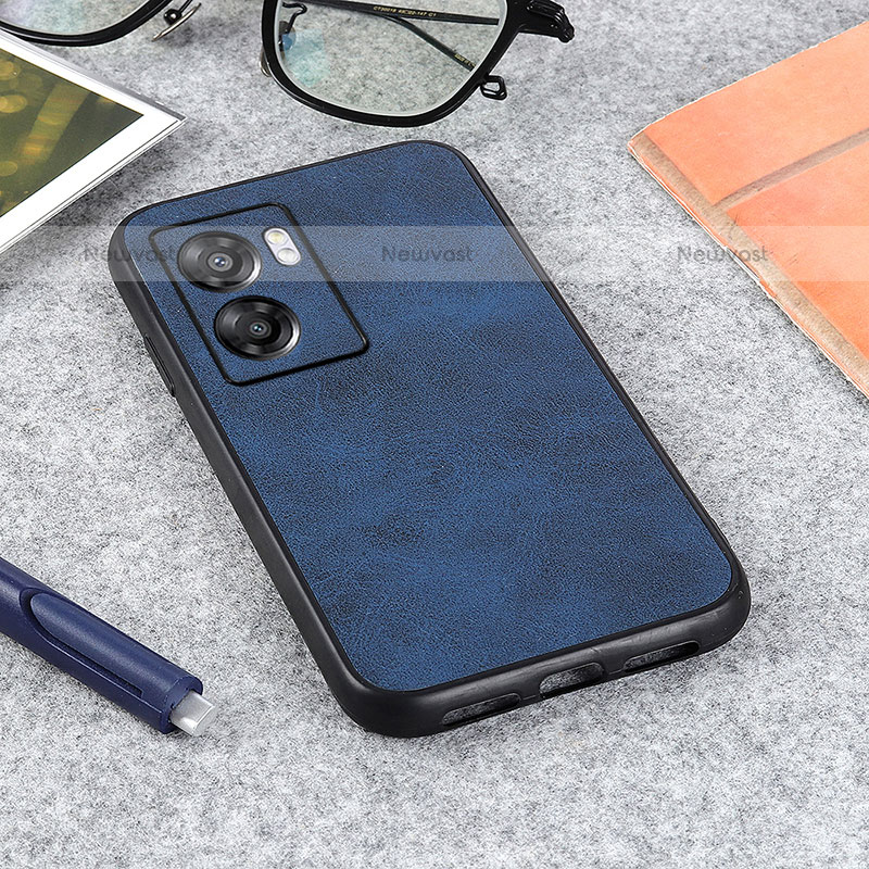 Soft Luxury Leather Snap On Case Cover B08H for OnePlus Nord N300 5G Blue