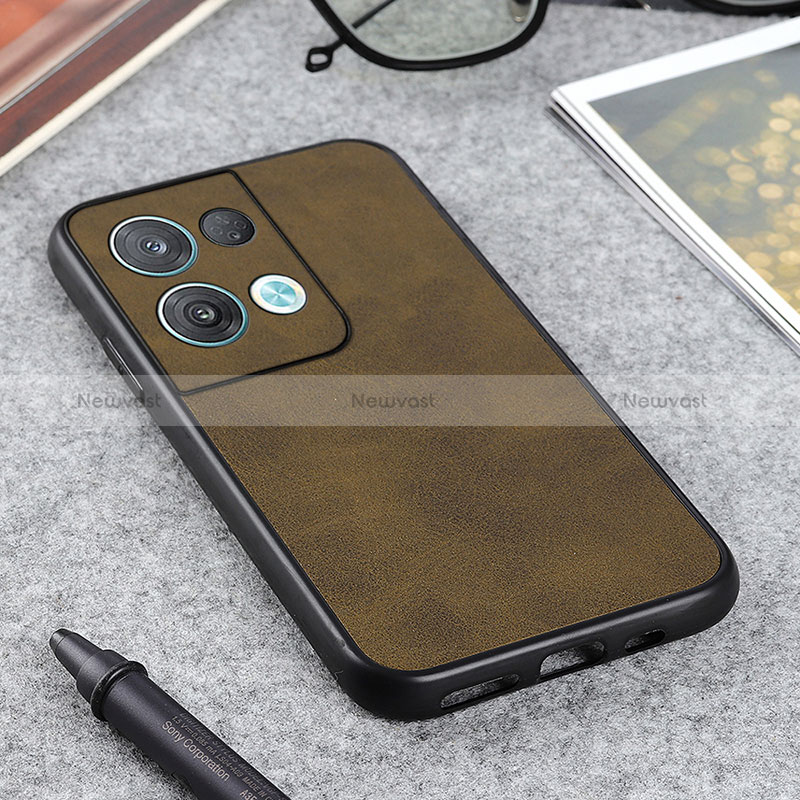 Soft Luxury Leather Snap On Case Cover B08H for Oppo Reno8 Pro 5G Green