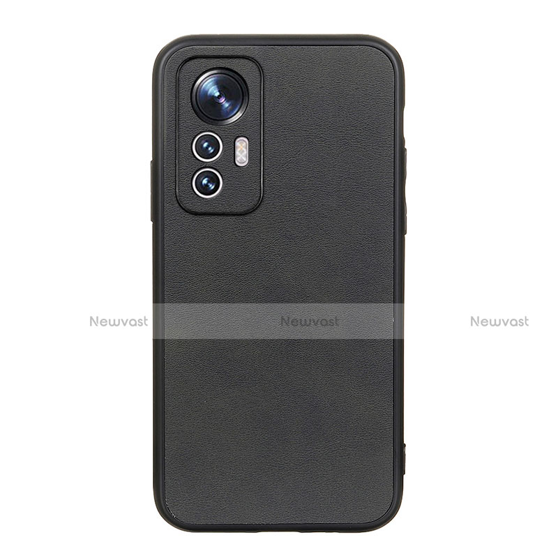 Soft Luxury Leather Snap On Case Cover B08H for Xiaomi Mi 12 5G Black