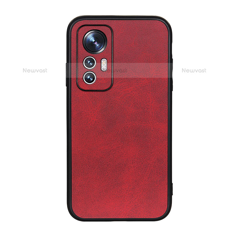 Soft Luxury Leather Snap On Case Cover B08H for Xiaomi Mi 12X 5G Red