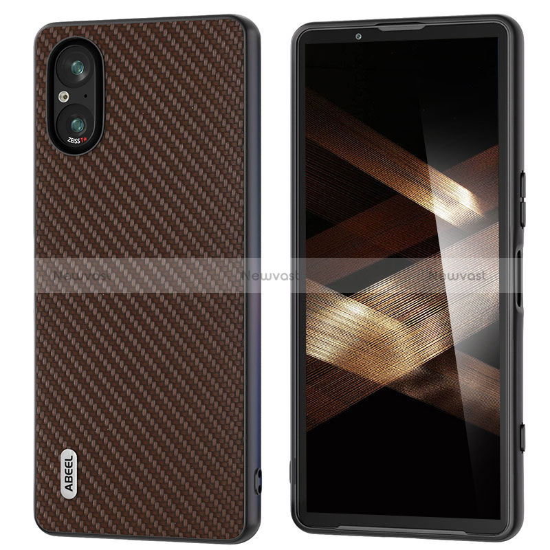 Soft Luxury Leather Snap On Case Cover BH3 for Sony Xperia 5 V Brown