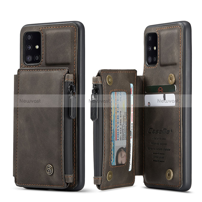 Soft Luxury Leather Snap On Case Cover C01S for Samsung Galaxy A51 5G Brown
