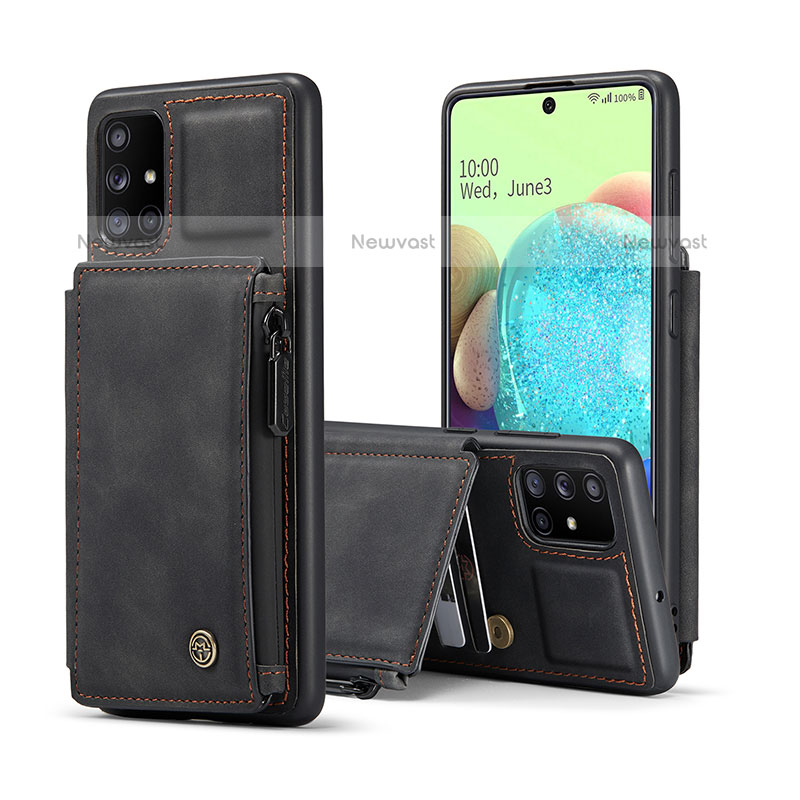 Soft Luxury Leather Snap On Case Cover C01S for Samsung Galaxy A71 4G A715 Black