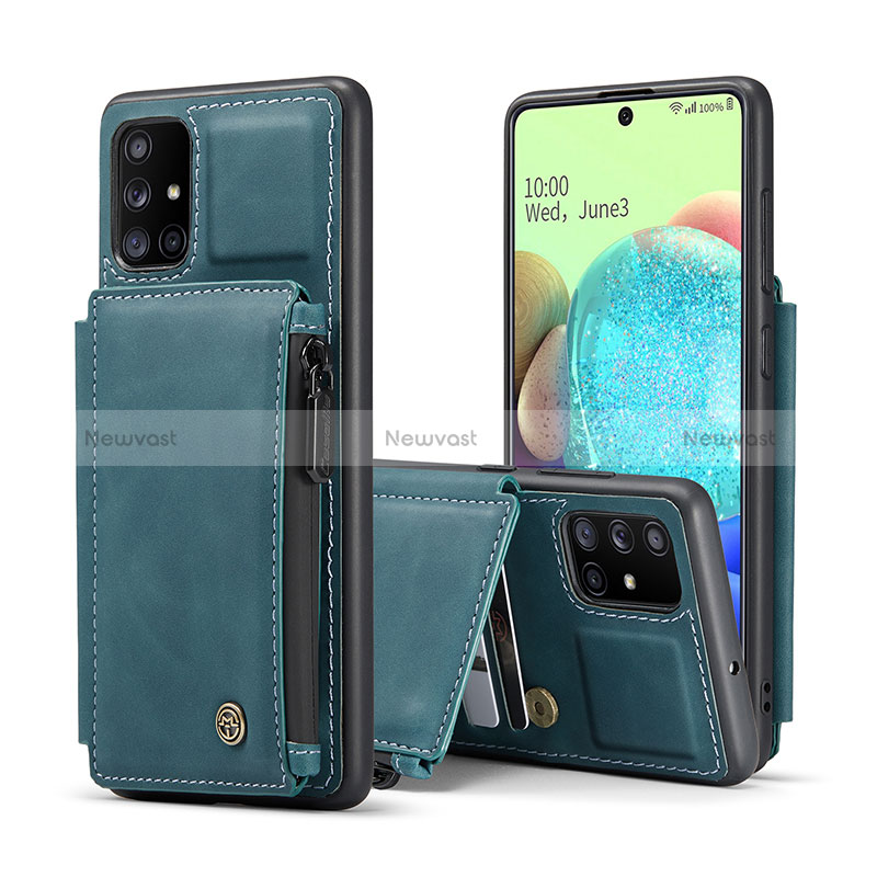 Soft Luxury Leather Snap On Case Cover C01S for Samsung Galaxy A71 5G Blue