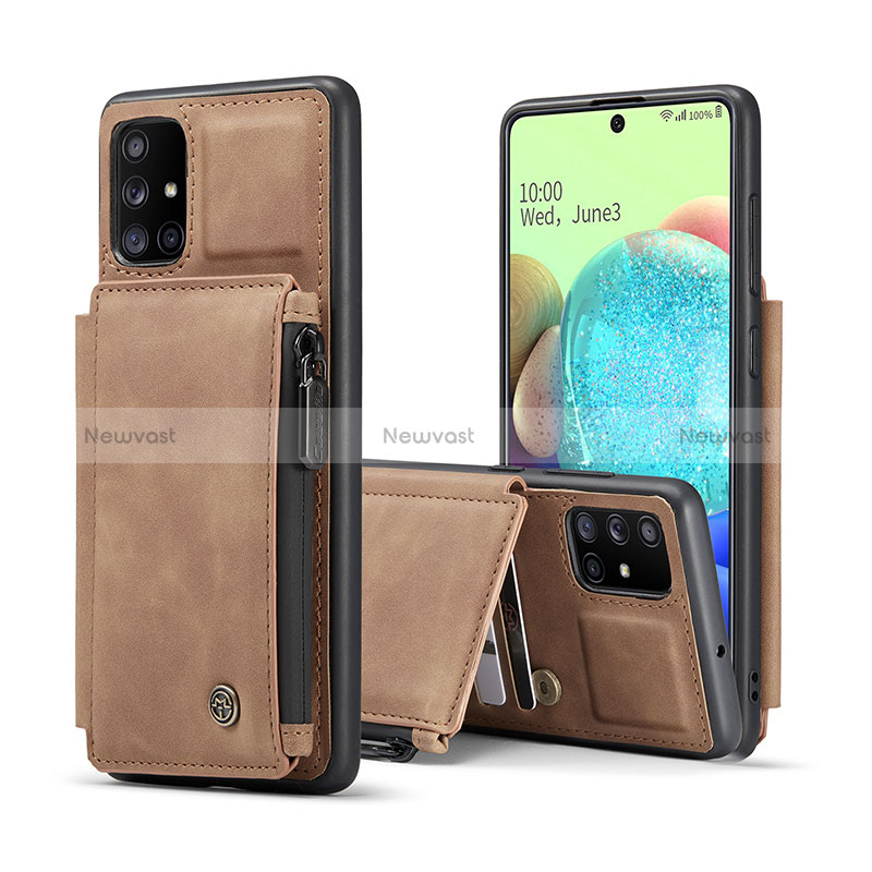 Soft Luxury Leather Snap On Case Cover C01S for Samsung Galaxy A71 5G Light Brown