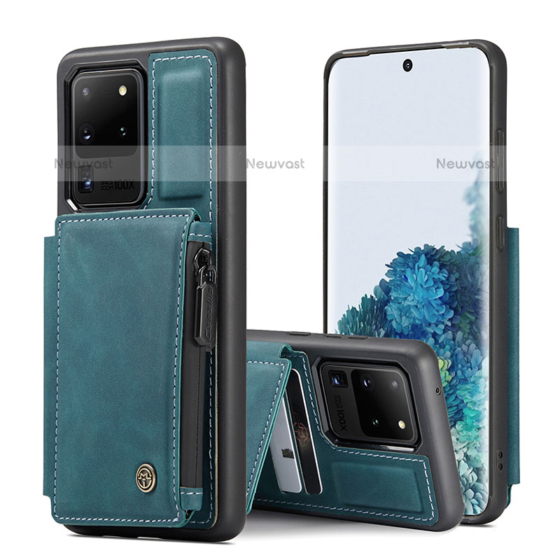 Soft Luxury Leather Snap On Case Cover C01S for Samsung Galaxy S20 Ultra Blue