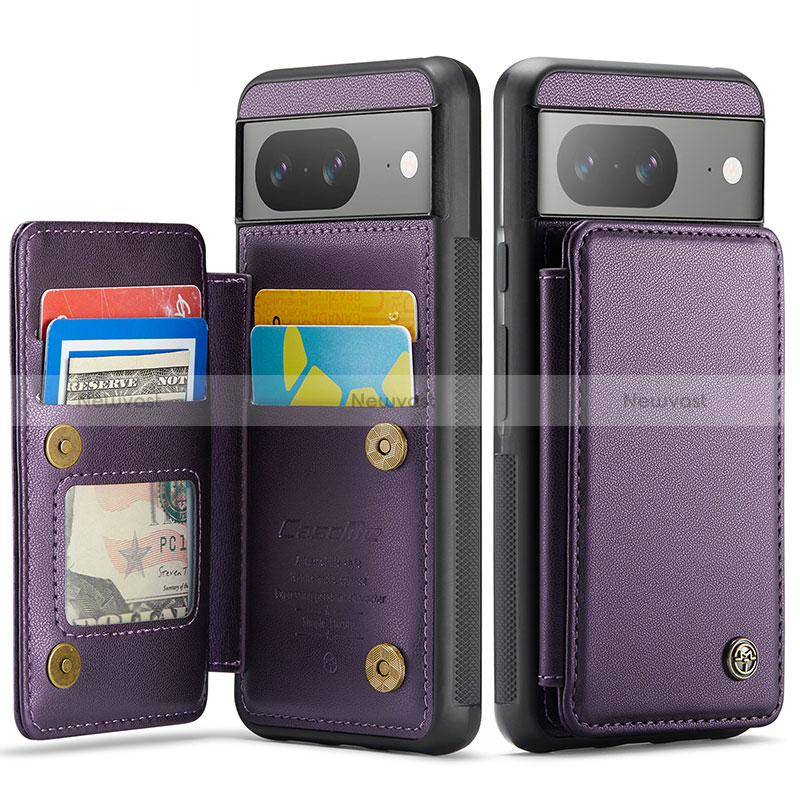 Soft Luxury Leather Snap On Case Cover C02S for Google Pixel 8 5G Purple