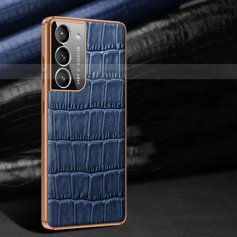 Soft Luxury Leather Snap On Case Cover C09 for Samsung Galaxy S22 5G Blue