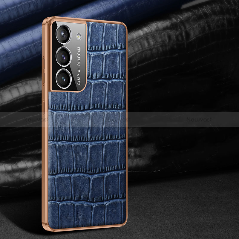 Soft Luxury Leather Snap On Case Cover C09 for Samsung Galaxy S22 Plus 5G Blue