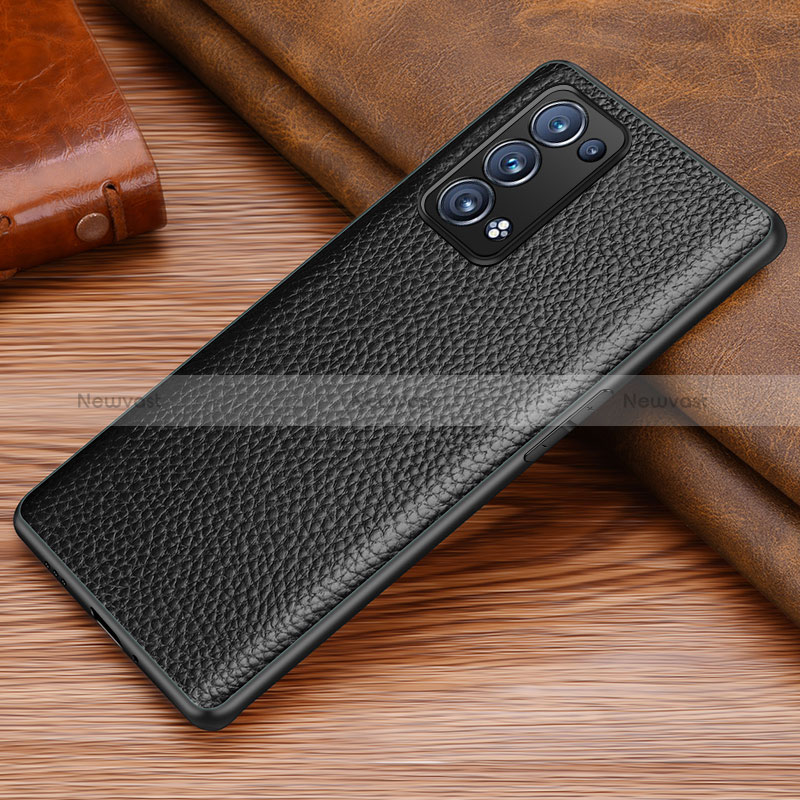 Soft Luxury Leather Snap On Case Cover DL1 for Oppo Reno6 Pro 5G Black