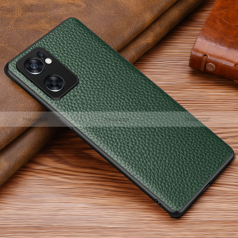 Soft Luxury Leather Snap On Case Cover DL1 for Oppo Reno7 SE 5G Green