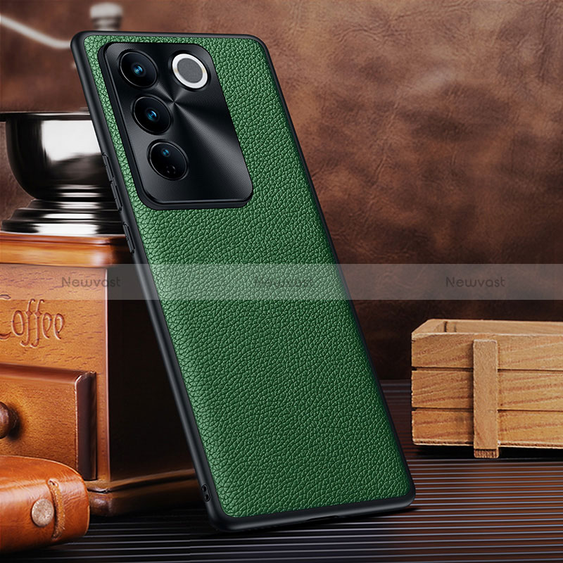 Soft Luxury Leather Snap On Case Cover DL1 for Vivo V27 5G Green