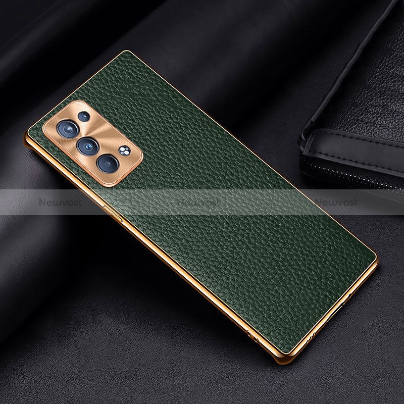 Soft Luxury Leather Snap On Case Cover DL2 for Oppo Reno6 Pro 5G Green