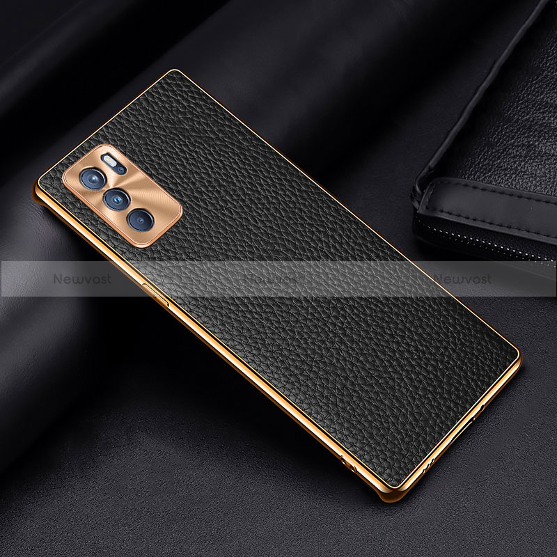 Soft Luxury Leather Snap On Case Cover DL2 for Oppo Reno6 Pro 5G India Black