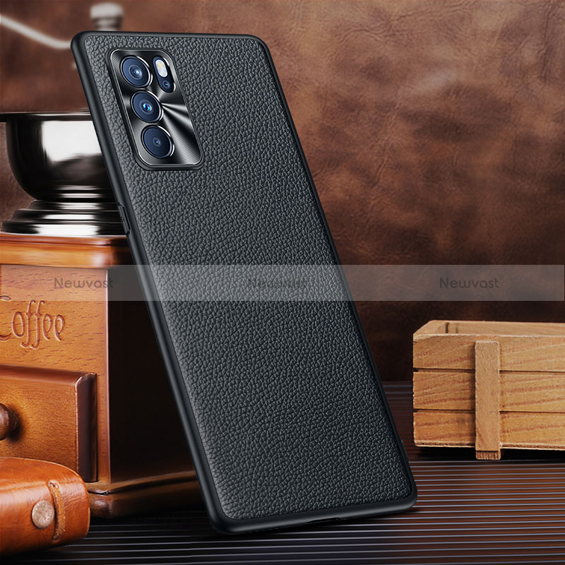 Soft Luxury Leather Snap On Case Cover DL3 for Oppo Reno6 Pro 5G India Black