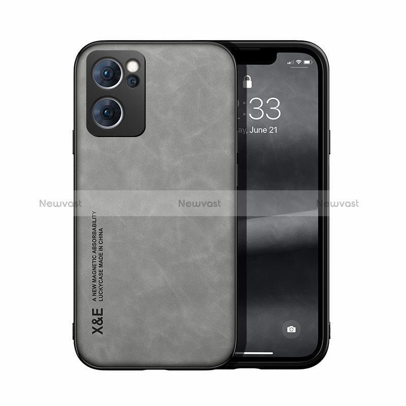Soft Luxury Leather Snap On Case Cover DY1 for Oppo Reno7 5G Gray