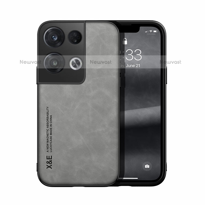 Soft Luxury Leather Snap On Case Cover DY1 for Oppo Reno9 Pro+ Plus 5G Gray