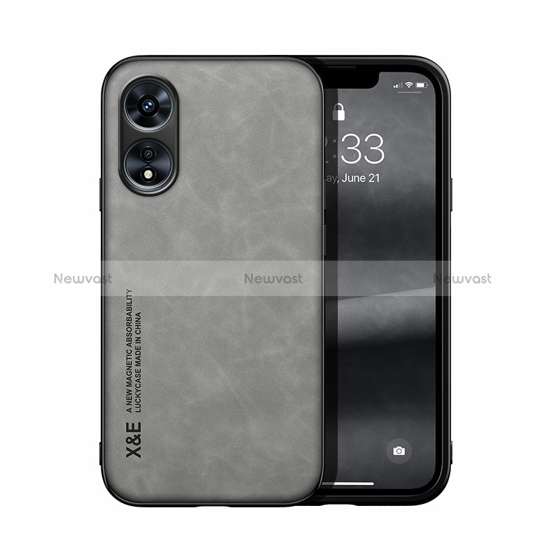 Soft Luxury Leather Snap On Case Cover DY2 for Oppo A78 5G Gray