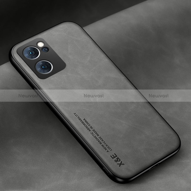Soft Luxury Leather Snap On Case Cover DY2 for Oppo Reno7 5G Gray