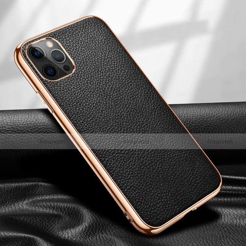 Soft Luxury Leather Snap On Case Cover for Apple iPhone 12 Pro Max Black