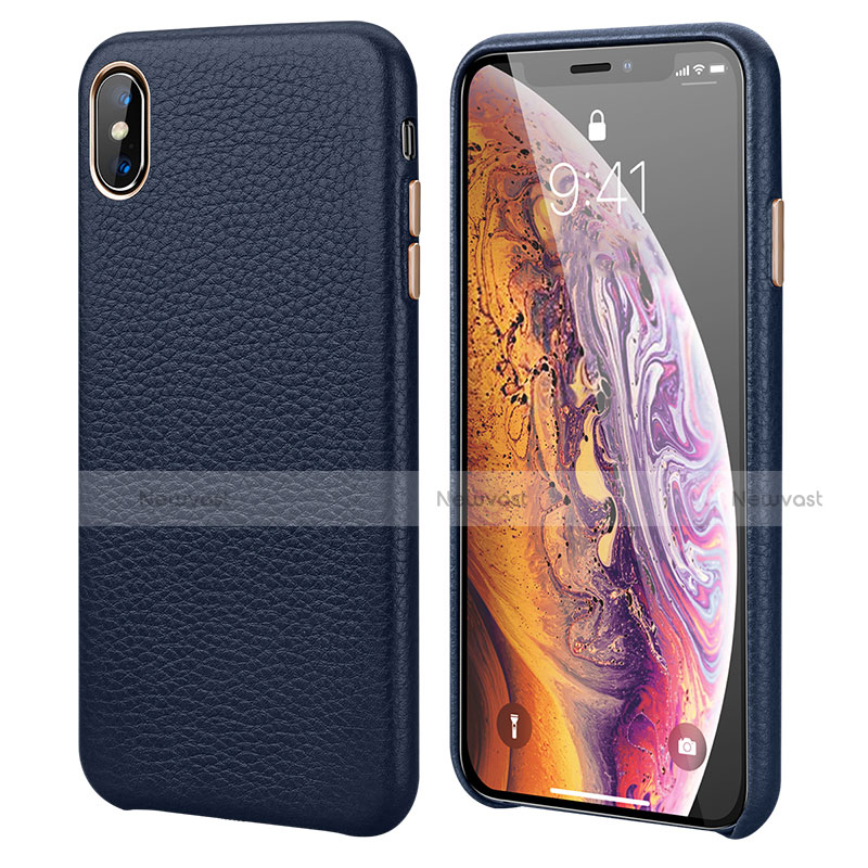 Soft Luxury Leather Snap On Case Cover for Apple iPhone XR Blue